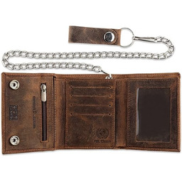 Blokowanie RFID męski potrójnie składany vintage motocyklista skóra