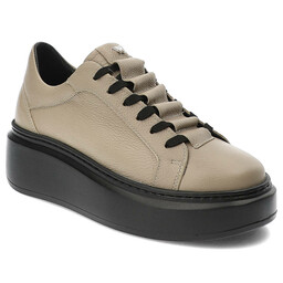 Karino Beżowe Sneakersy Modne Skórzane Buty