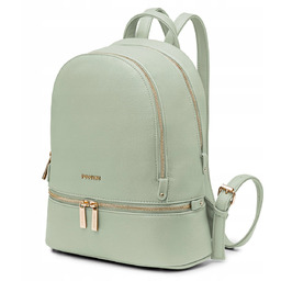 Plecak Dwukomorowy Damski PUCCINI Ze Skóry Ekologicznej Zielony