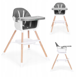 Fotelik krzesełko do karmienia dzieci 2w1 szary Ecotoys