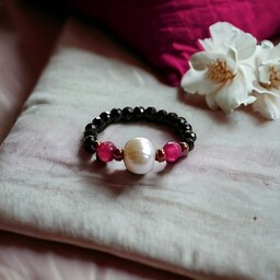 Pakamera Pierścionek :: magenta :: perła, spinel, agat