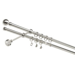 Karnisz podwójny 19/19 mm efekt stali 240 cm