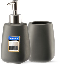 Zestaw dozownik na mydło + kubek łazienkowy, szary
