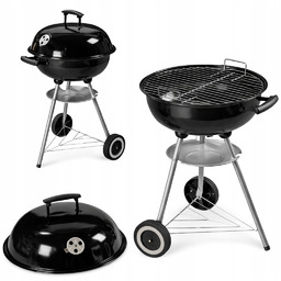 Grill Ogrodowy Węglowy Okrągły Z Pokrywą Z Kółami