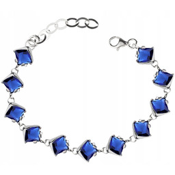 Bransoletka Srebrna Z Niebieskimi Cyrkoniami Pr925