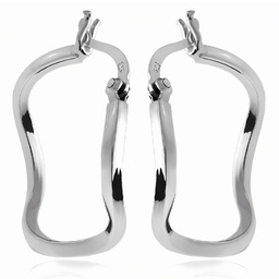 Eleganckie wiszące srebrne gładkie wiginane falowane kolczyki srebro