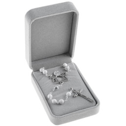 Różańce ślubne - biały turkus i czarny agat