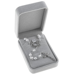 Różańce ślubne - naturalna perła - komplet