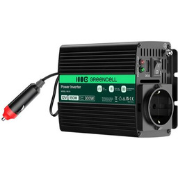 GREENCELL Przetwornica 12V na 230V 150W/300W Czysta sinusoida