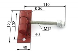 Zawias regulowany podwyższony "60" M12X110 malowany
