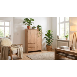 Komoda wysoka z drzwiami i szufladami jackson hickory