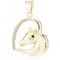 Pozłacany srebrny wisior wisiorek serce konik koń horse