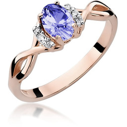 Złoty pierścionek Tanzanit 0,40ct różowe złoto pr. 585