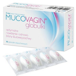 MUCOVAGIN - Nawilżające globulki dopochwowe, 10 sztuk ->