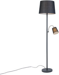 QAZQA Klasyczna lampa podłogowa stal klosz czarny