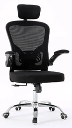 Elior Czarny ergonomiczny fotel biurowy z zagłówkiem