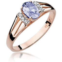 Złoty pierścionek Tanzanit 0,40ct różowe złoto pr. 585