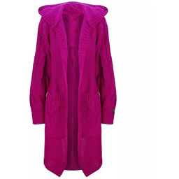 Kardigan Długi Gruby sweter warkocz Wełna