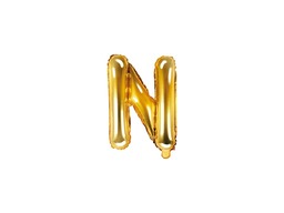Balon foliowy litera "N" złota - 35 cm