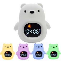 Lampka Nocna Dla Dziecka Miś Silikon Led zegar