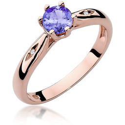 Złoty pierścionek Tanzanit 0,50ct różowe złoto pr. 585