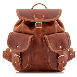 Mały Plecak Vintage Skórzany Damski Brązowy z Kieszeniami