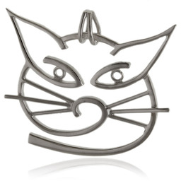 Wisior srebrny duży kot kotek cat w0478