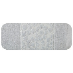 Eurofirany Ręcznik Gabi 70x140 srebrny 500 g/m2 kwiatki