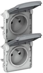 PLEXO55 Gniazdo podwójne pionowe 2x2P+Z SZARE 16A-250V~ Legrand