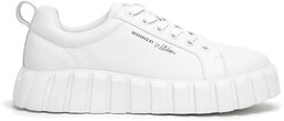 Damskie sneakersy skórzane na grubej podeszwie proste białe