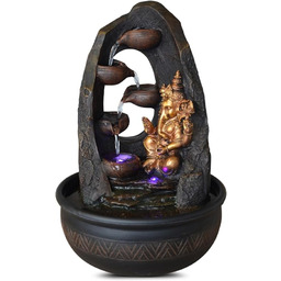 Budda Ganesh fontanna wewnętrzna z kolorowym światłem LED