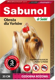 Sabunol Ozdobna obroża dla yorka różowa 35cm