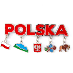 Magnes metalowy z zawieszkami Polska