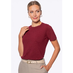 Sweter damski z krótkim rękawem bordowy