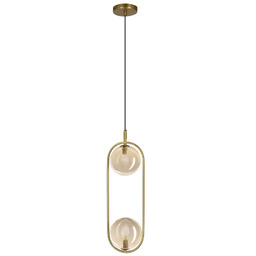 Lumes Mosiężna lampa z podwójnymi bursztynowymi kloszami -