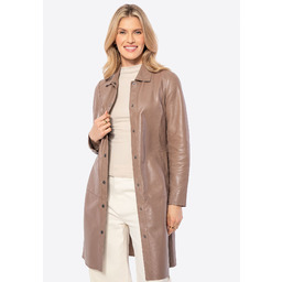 Damski płaszcz z naturalnej skóry owczej beżowy