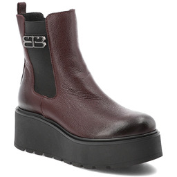 Armodo Bordowe Botki Eleganckie Obuwie Damskie Na Koturnie