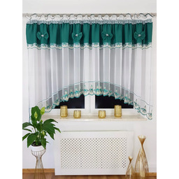 Firana Gotowa Z Kokardkami Zielona Haft Firanki