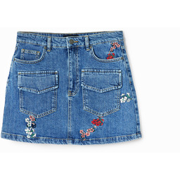 Desigual Dżinsowa spódnica mini kwiaty