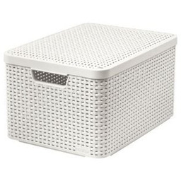 CURVER Koszyk "STYLE" L z pokrywą kremowe