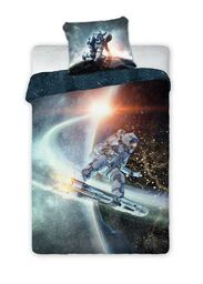 Faro Pościel bawełniana 140x200 Kosmos 002 grafitowa poszewka