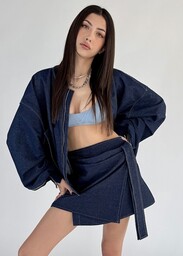 Pakamera Mini spódnica kopertowa dark denim