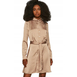 Guess Beżowa Damska Sukienka Koszulowa w Kropki