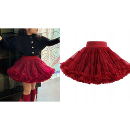 Spódniczka dla dziewczynki czerwona tiulowa Tutu falbanki bordowa