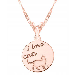 Naszyjnik Pozłacany z Napisem I Love Cats Kocham