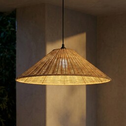 Zewnętrzna Lampa Lucande, Taniola, ściemnialny, drewniany, taras, drewno,