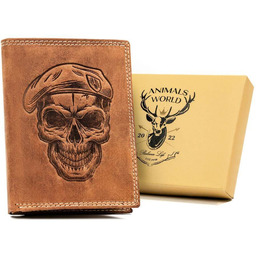 Portfel skórzany męski N4-CHM-SKULL COGNAC