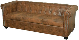 Elior Brązowa 3-osobowa sofa w stylu chesterfield G7-D77