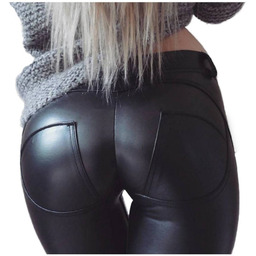 Legginsy Skórzane A La Skóra Push Up Czarne