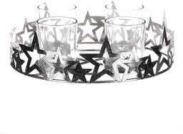 Świecznik adwentowy Stars, srebrny, metalowy,średnica 25 cm